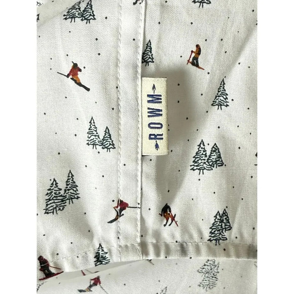 ROWM Men's Button-Down Long Sleeve Cotton White w All Over Ski Pattern Size L/T - Picture 6 of 6